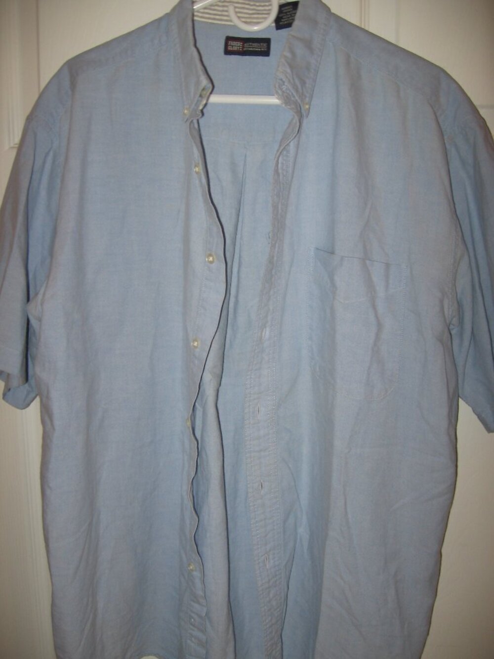 Faded Glory Button Front Short Sleeve Oxford Shirt Men's Size Large Blue